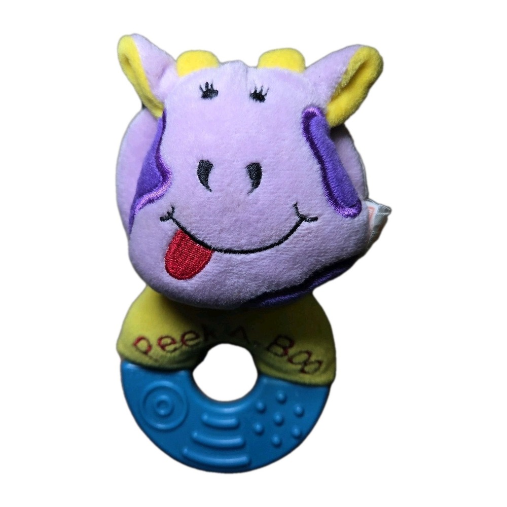 Vintage 2001 Munchkin Peek A Boo Musical Teether Plush Cow Toy Mirror Baby Lovey